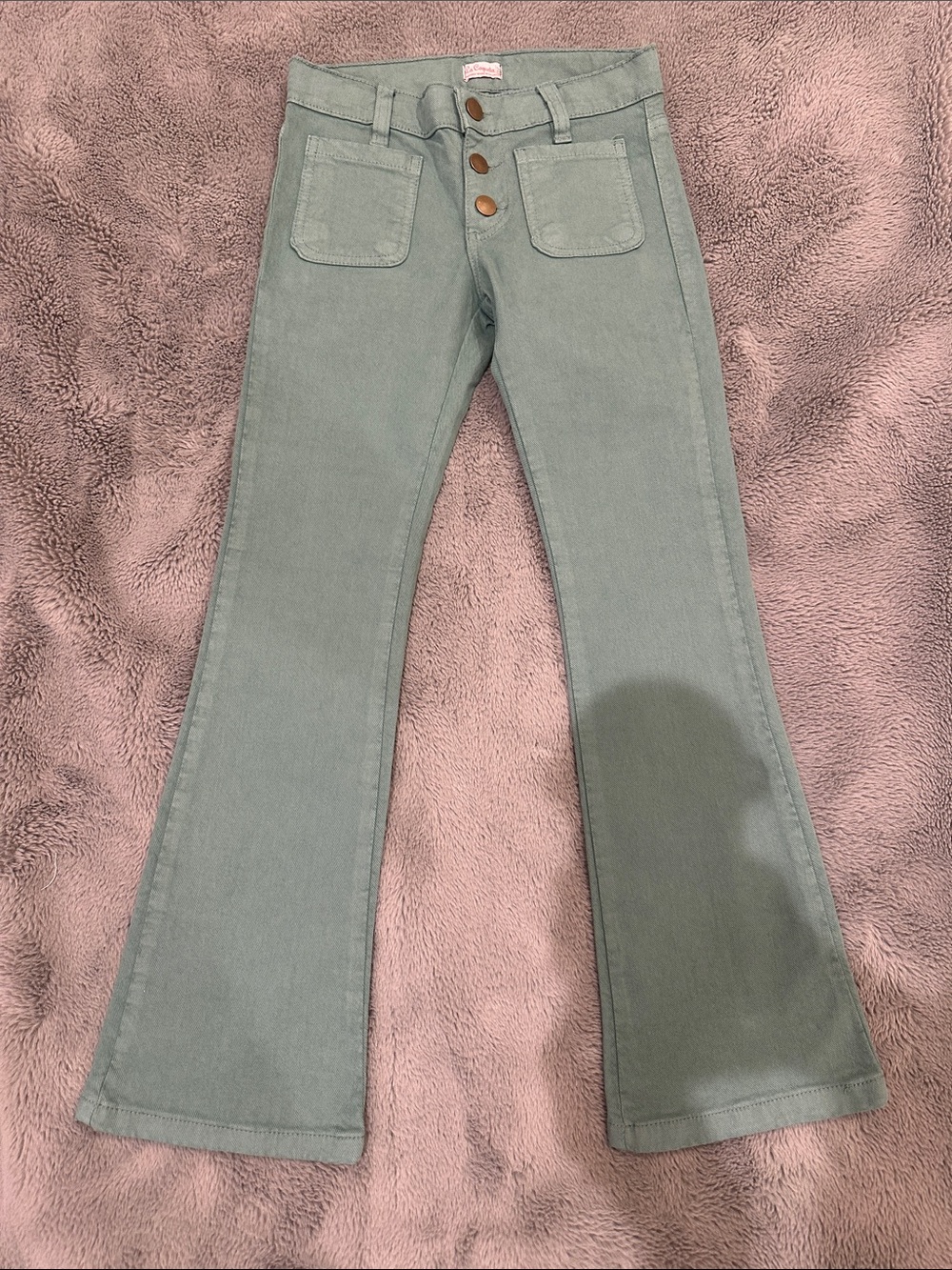 La Coqueta Sage Green Flare Jeans